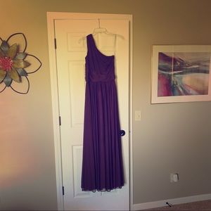 David’s bridal one shoulder long bridesmaids dress